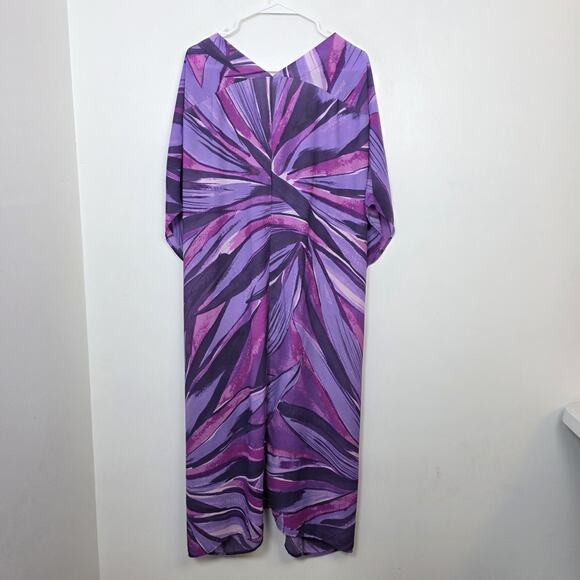 H&M Purple Artsy Flowy Beautiful Button Up Oversized Long Kaftan Dress Size S - Picture 8 of 9